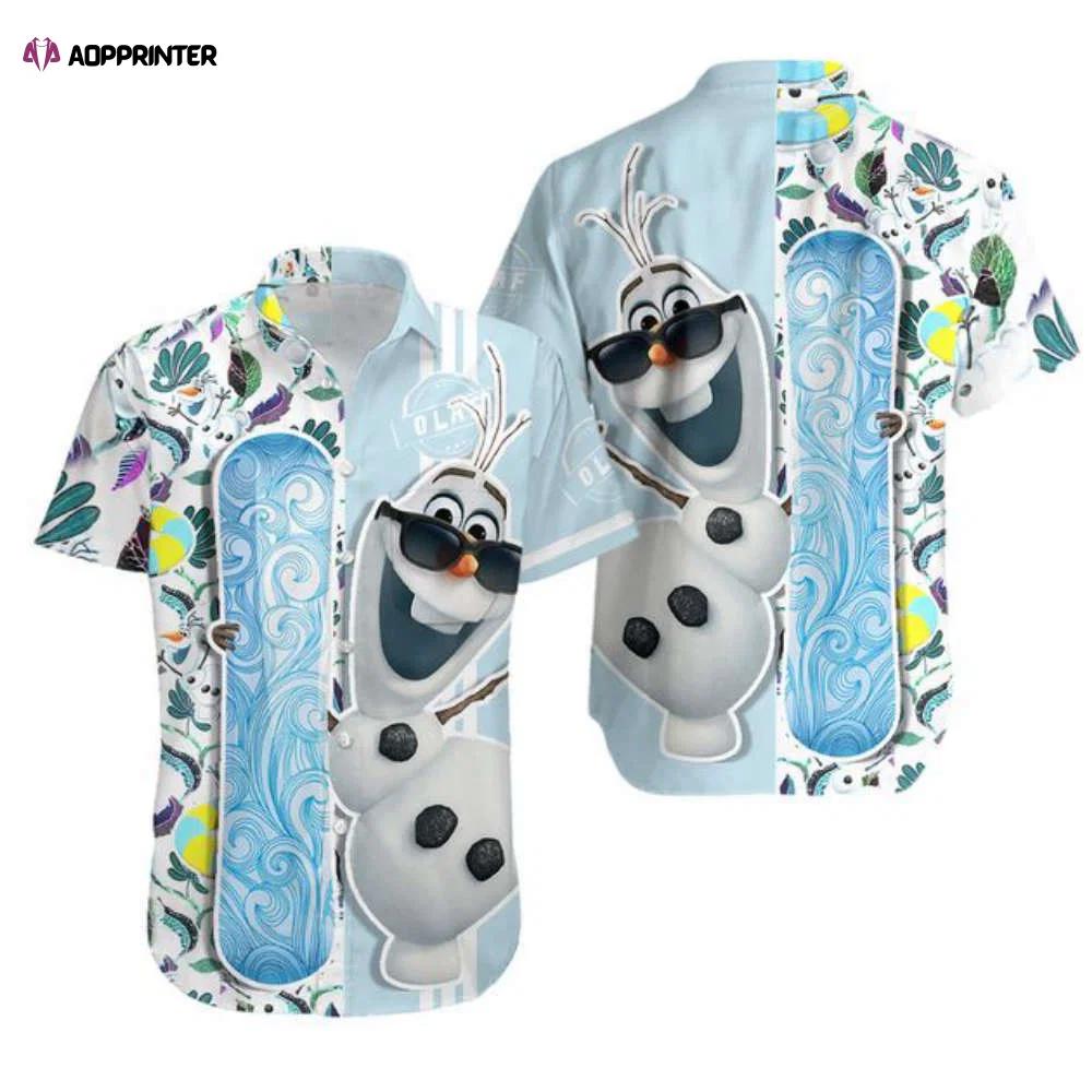 Olaf frozen floral hawaii beach pattern disney hawaiian button down shirt Hawaii Shirt