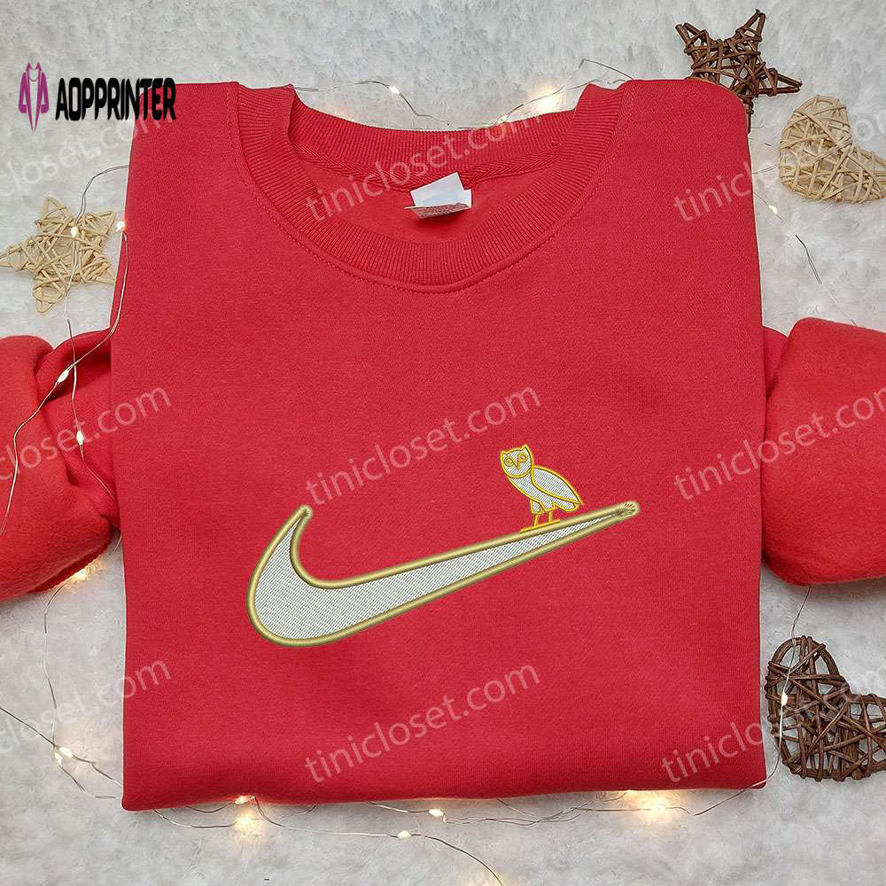 Owl x nike swoosh embroidered sweatshirt – animal & nike inspired shirt Embroidered Shirt