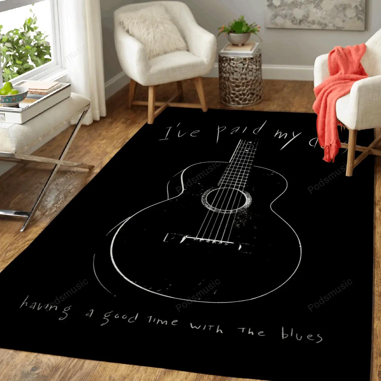 Paid my dues blues music guitars music art for fans area rug living room carpet rug regtangle carpet floor decor home decor Rectangle Rug