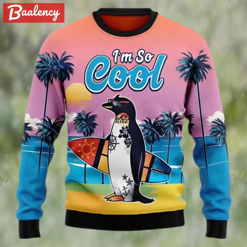 Penguin i?m so cool beach lover ugly christmas sweater Christmas Ugly Sweater