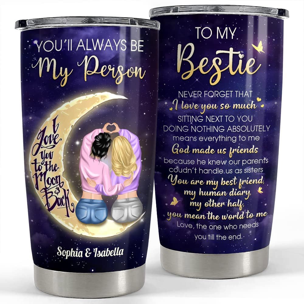Personalized best friend tumbler love you to the moon for bestie Personalized Tumbler