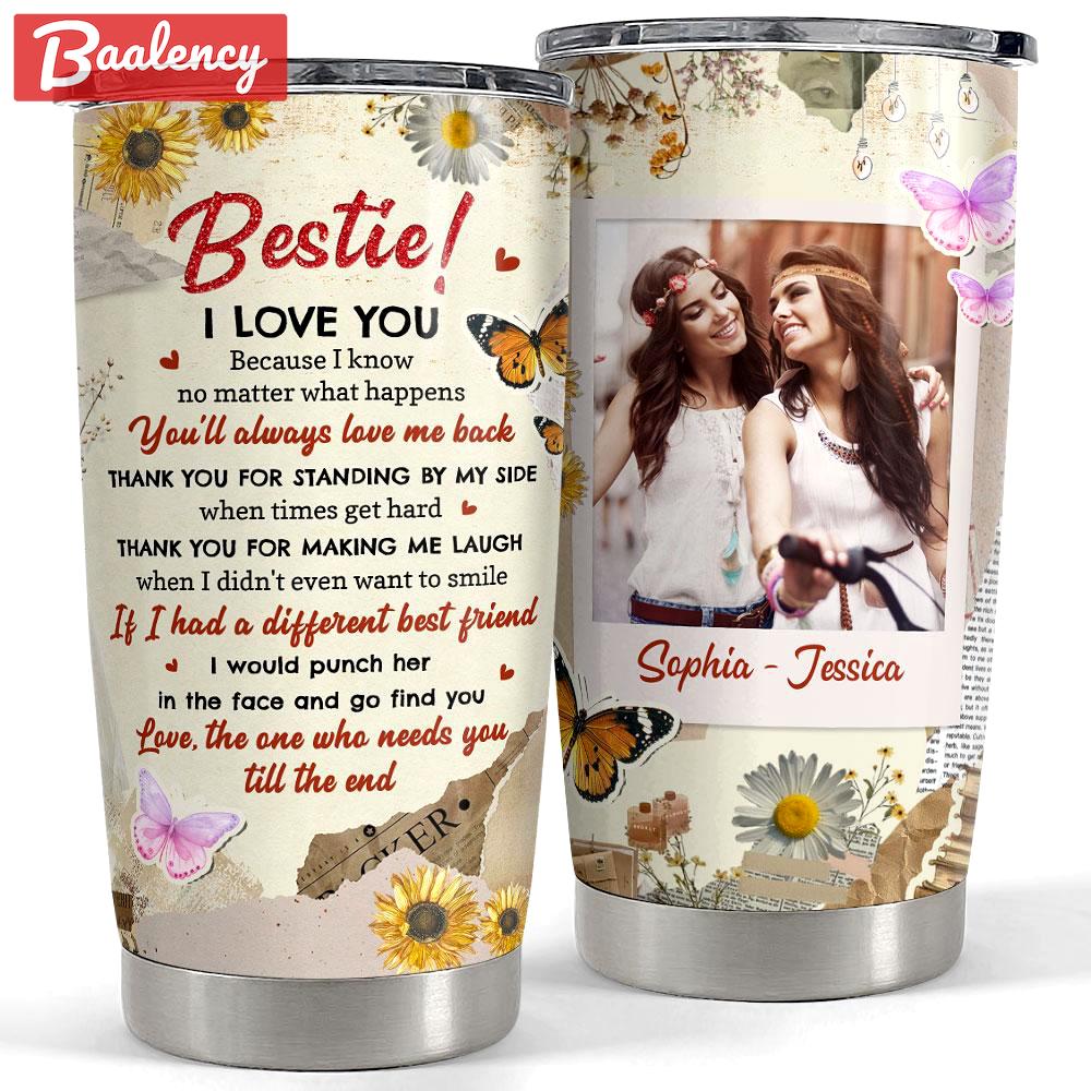 Personalized besties tumbler with customize photo and names Personalized Tumbler