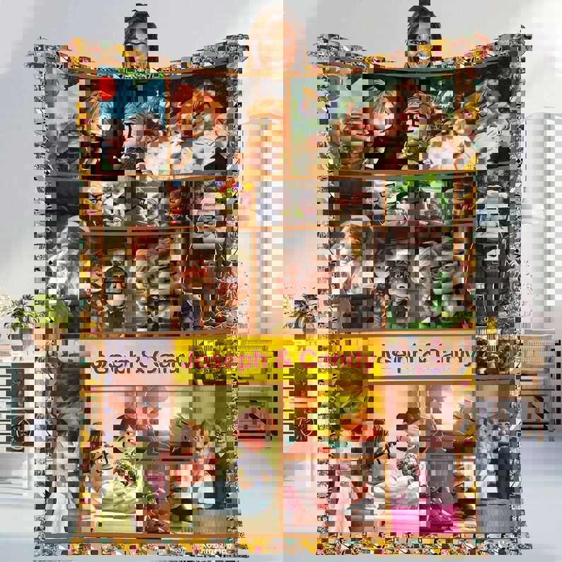 Personalized carl and ellie couple fleece blanket custom up movie wedding sofa blanket valentine walt world home bedding decor Quilt Blanket