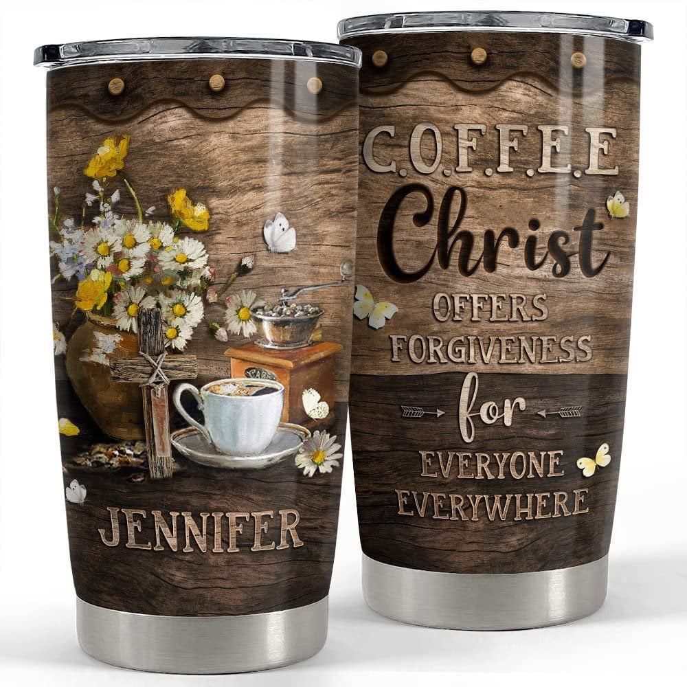 Personalized coffee lover tumbler jesus and coffee for cafeholic Personalized Tumbler