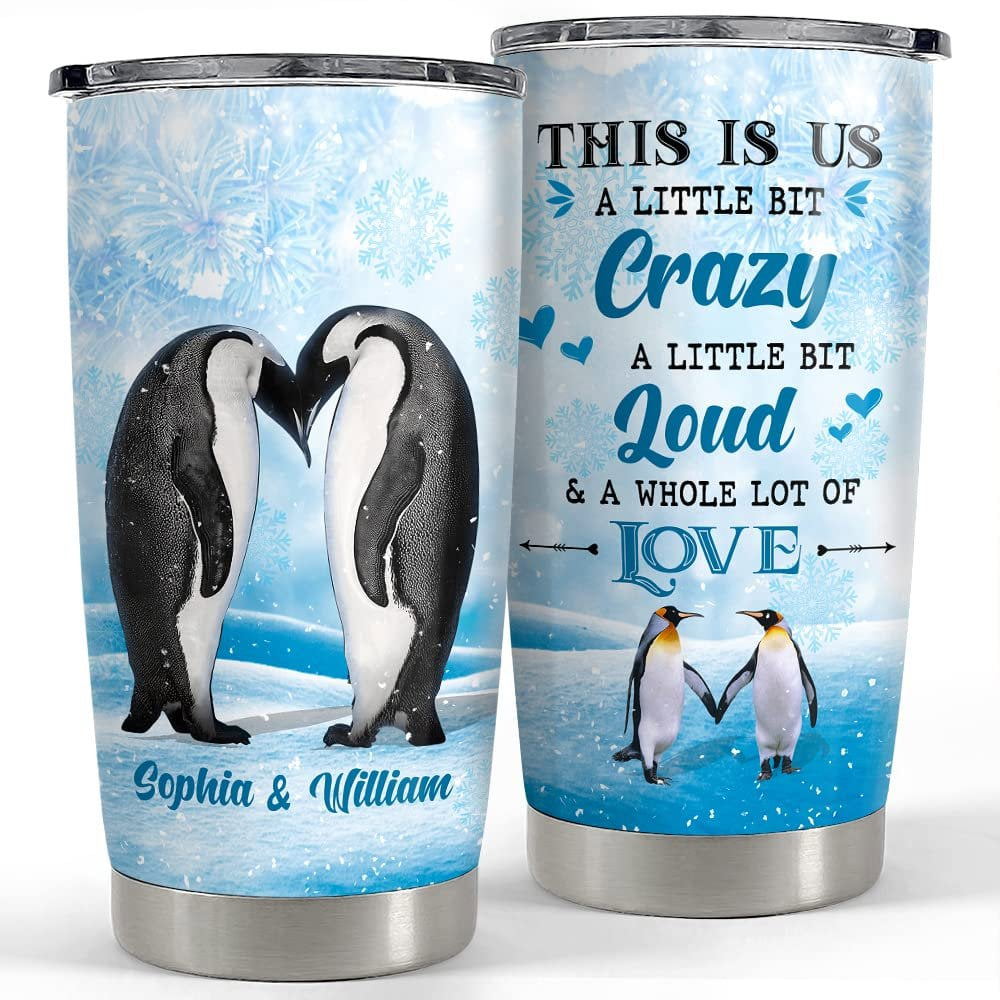 Personalized couple tumbler penguins whole of love husband wife Personalized Tumbler