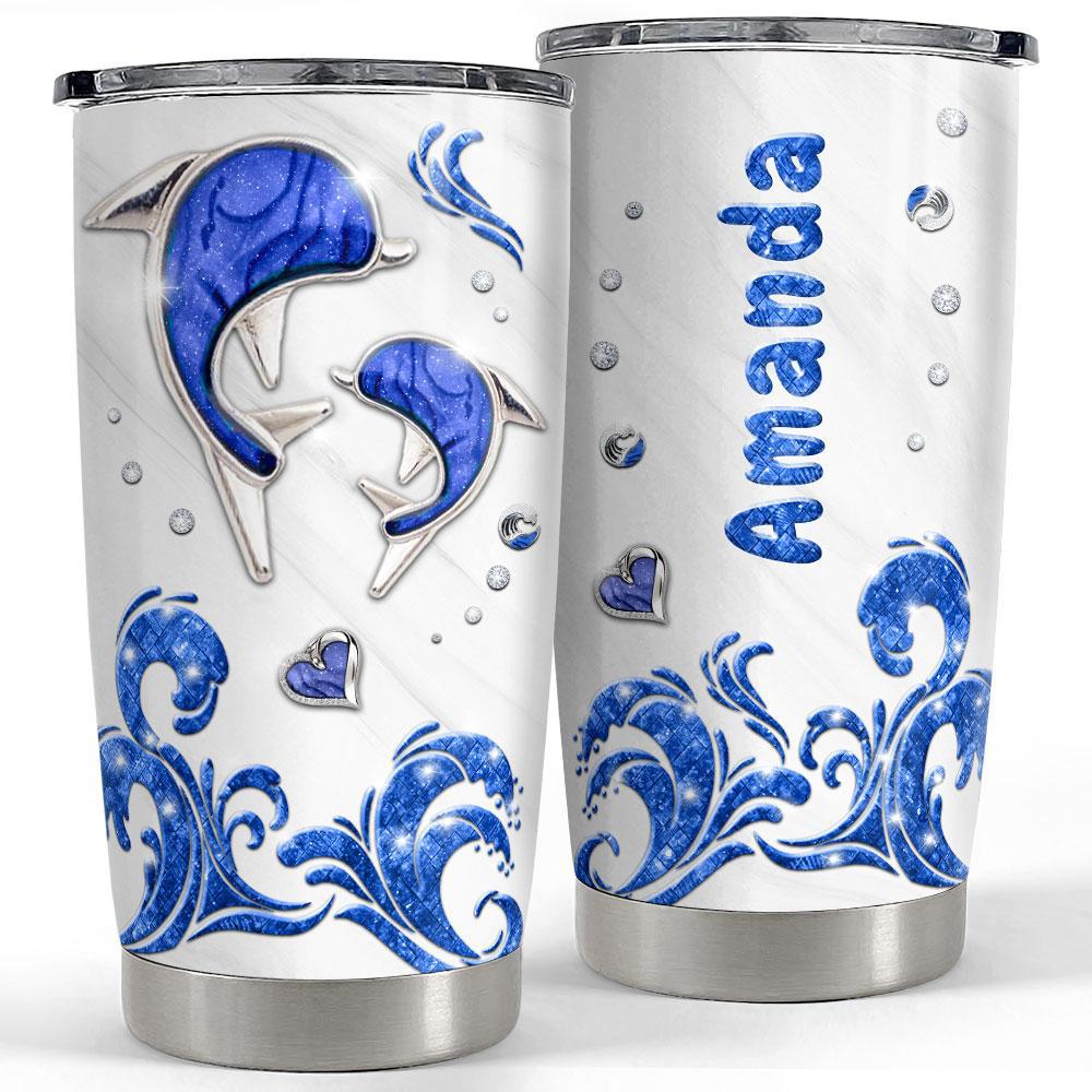 Personalized dolphin tumbler crystal drawing style Personalized Tumbler