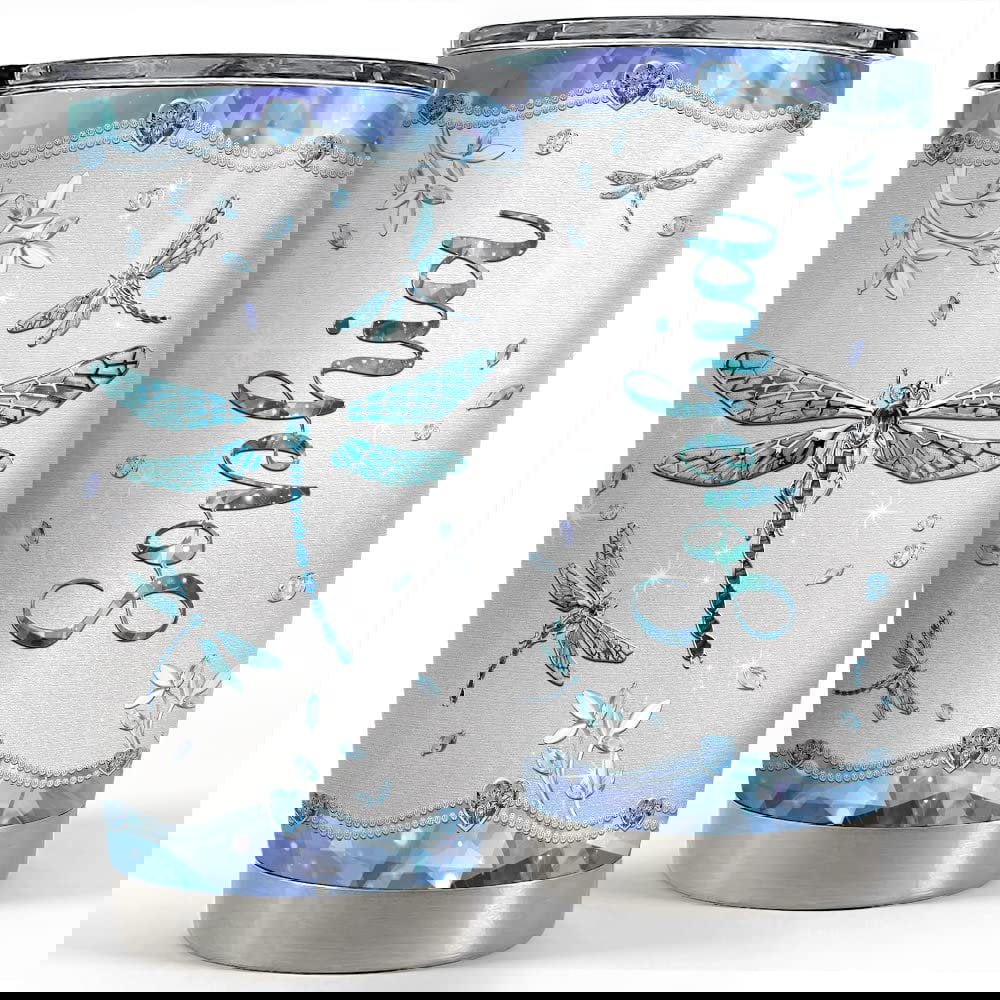 Personalized dragonfly tumbler with lid jewelry style gift for lover Personalized Tumbler