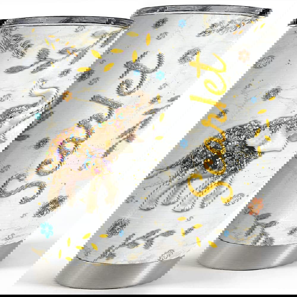 Personalized elephant tumbler jewelry style gift for animal lover Personalized Tumbler