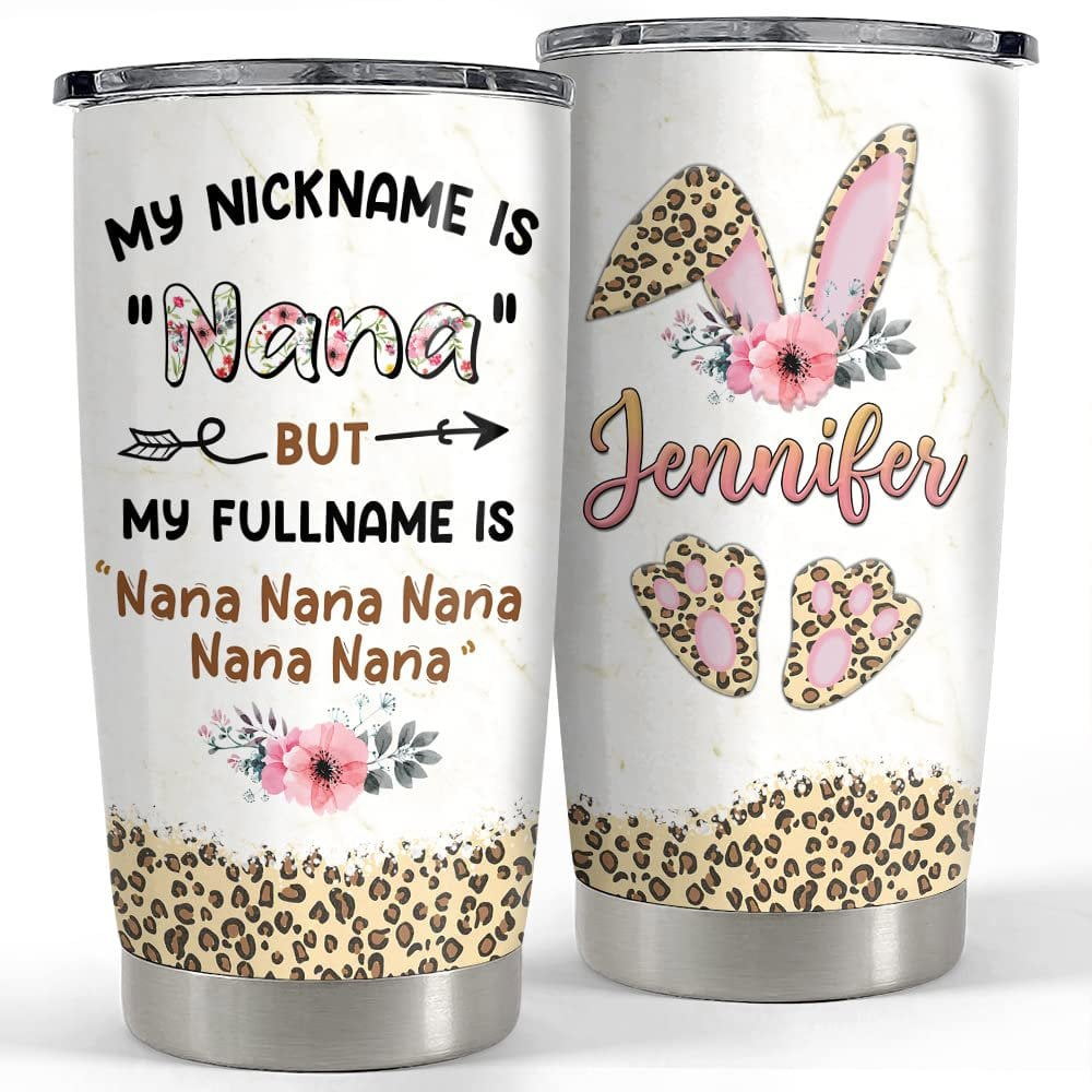 Personalized grandma tumbler bunny ears leopard for nana grandma Personalized Tumbler