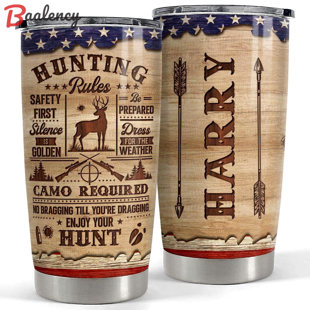 Personalized hunting tumbler hunting rules wood drawing Personalized Tumbler