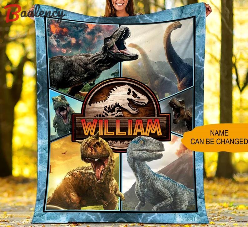 Personalized jurässic world blanket, jurässic park fleece blanket,  jurässic park quilt, dinosaur blanket, christmas gifts, birthday gifts Quilt Blanket