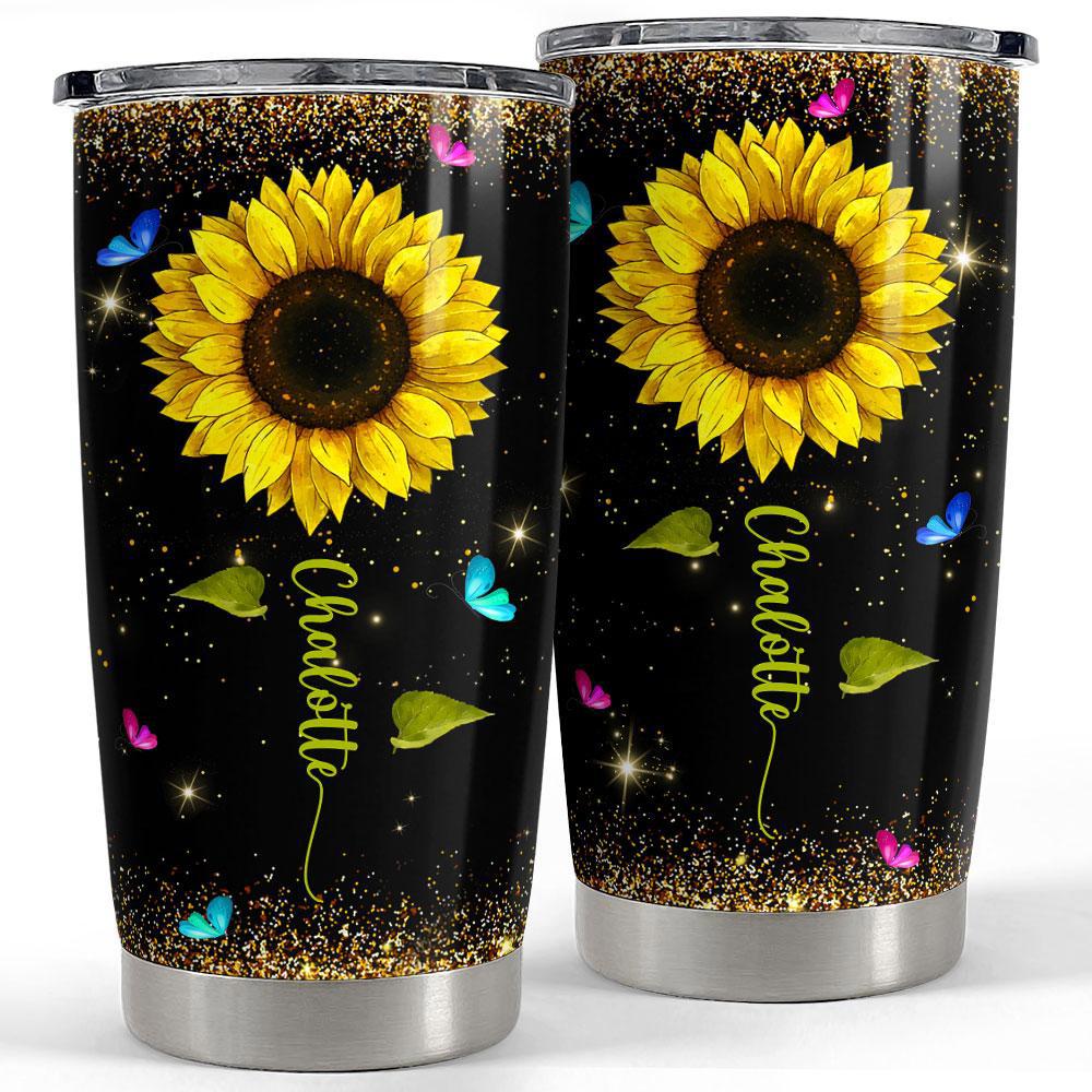 Personalized sunflower tumbler with customiz name Personalized Tumbler
