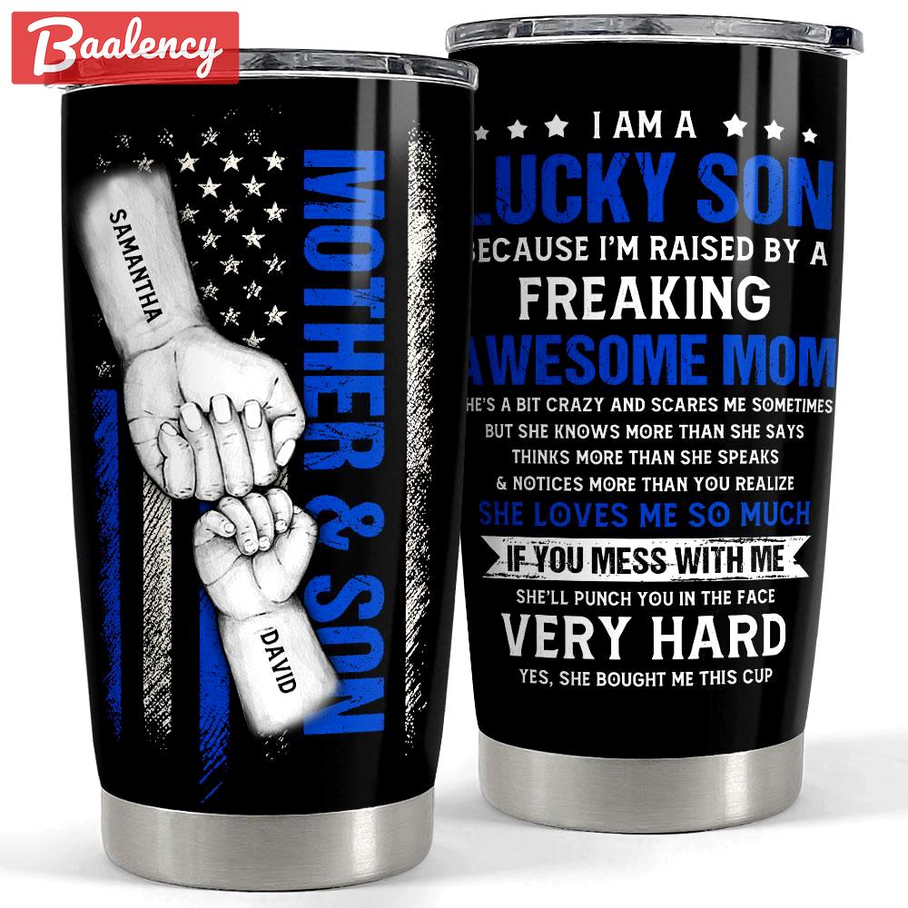 Personalized tumbler for mom from son with customize name Personalized Tumbler