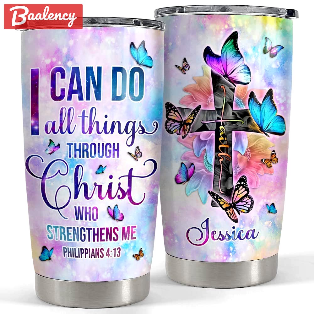 Personalized tumbler i can do all things through christ inspiration gift Personalized Tumbler