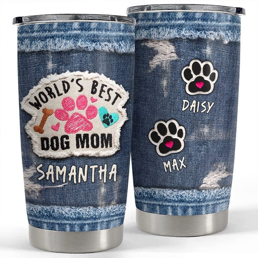Personalized world’s best dog mom tumbler jean style for lover animal Personalized Tumbler