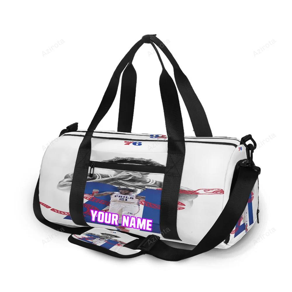 Philadelphia 76ers joel embiid personalized name travel bag gym bag 2179 Travel Bag