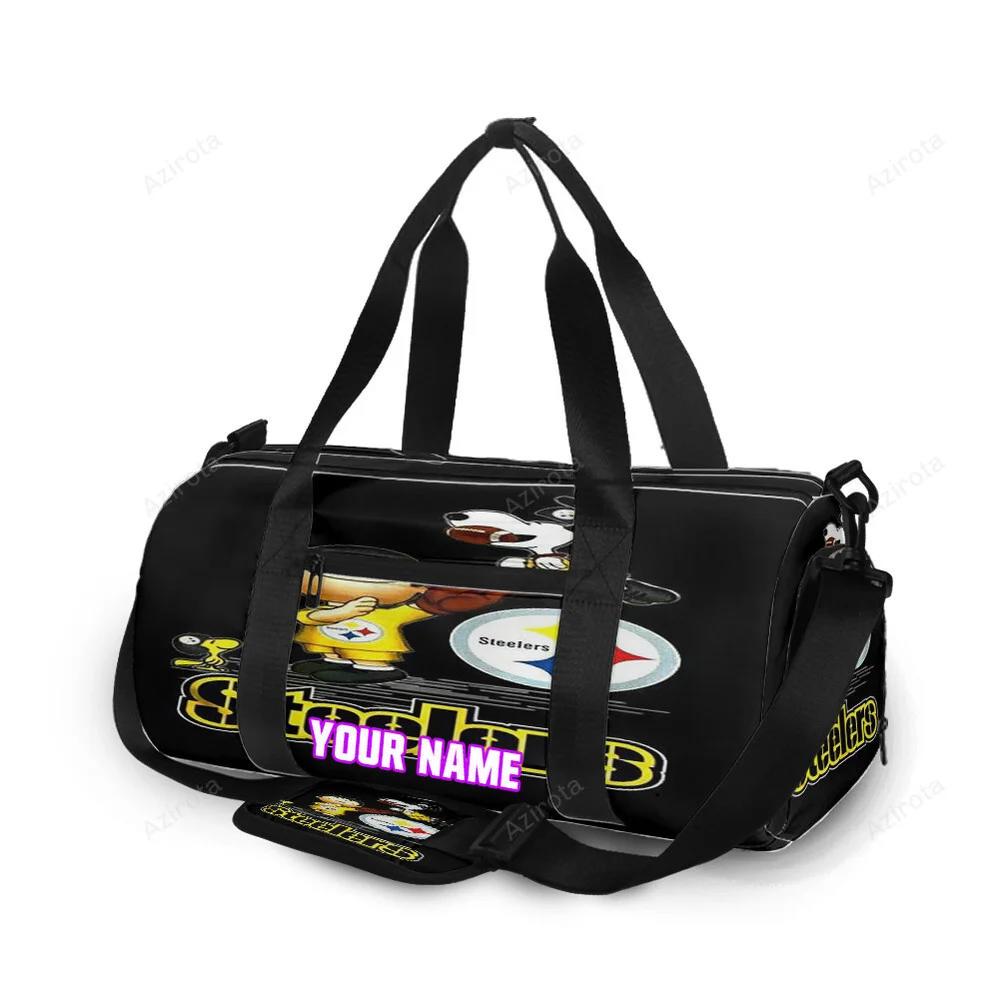 Pittsburgh steelers snoopy and charlie brown personalized name travel bag gym bag 1818 Travel Bag