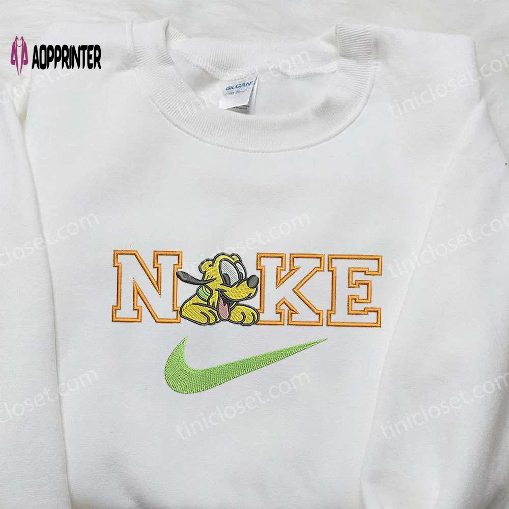 Pluto x nike embroidered sweatshirt mickey mouse disney shirt nike inspired shirt Embroidered Shirt