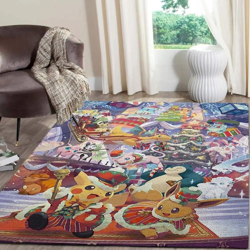 Pokemon merry christmas anime movies area rugs living room carpet christmas gift rug regtangle carpet floor decor home decor v17240 Rectangle Rug