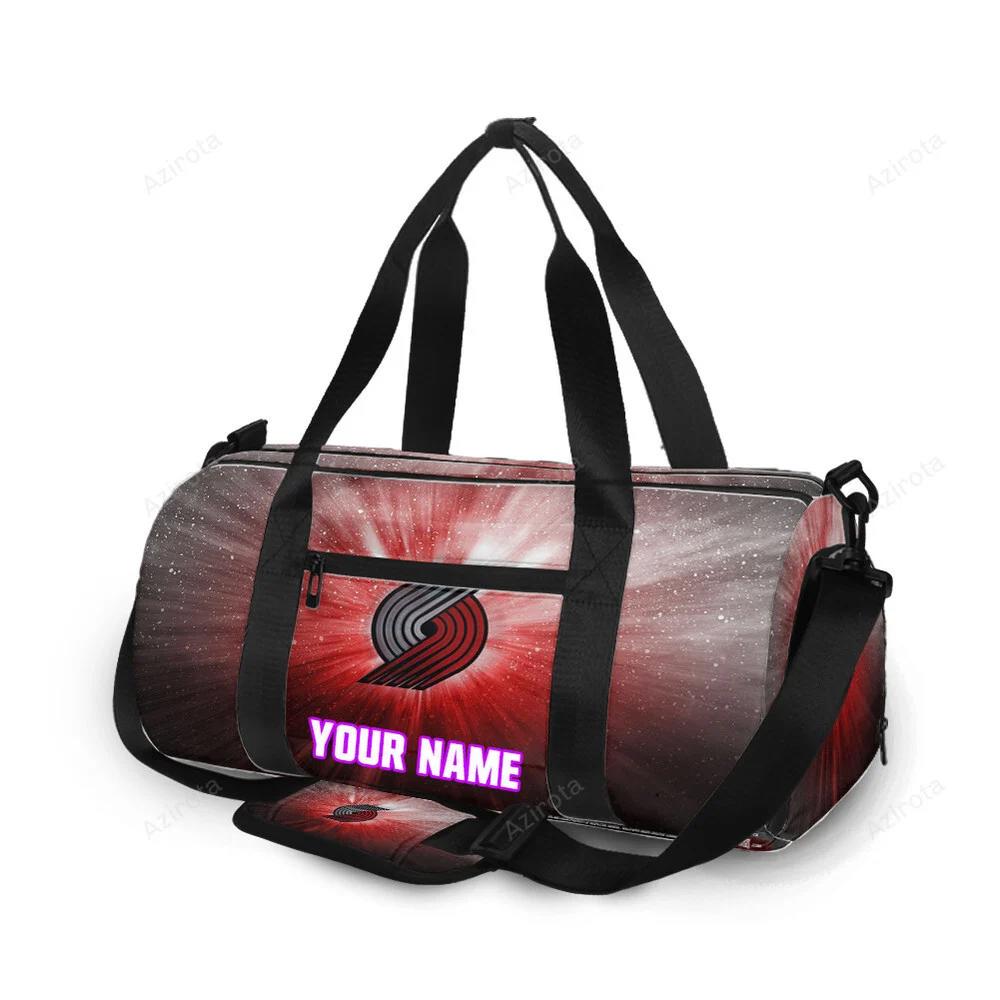 Portland trail blazers red galaxy personalized name travel bag gym bag 2368 Travel Bag
