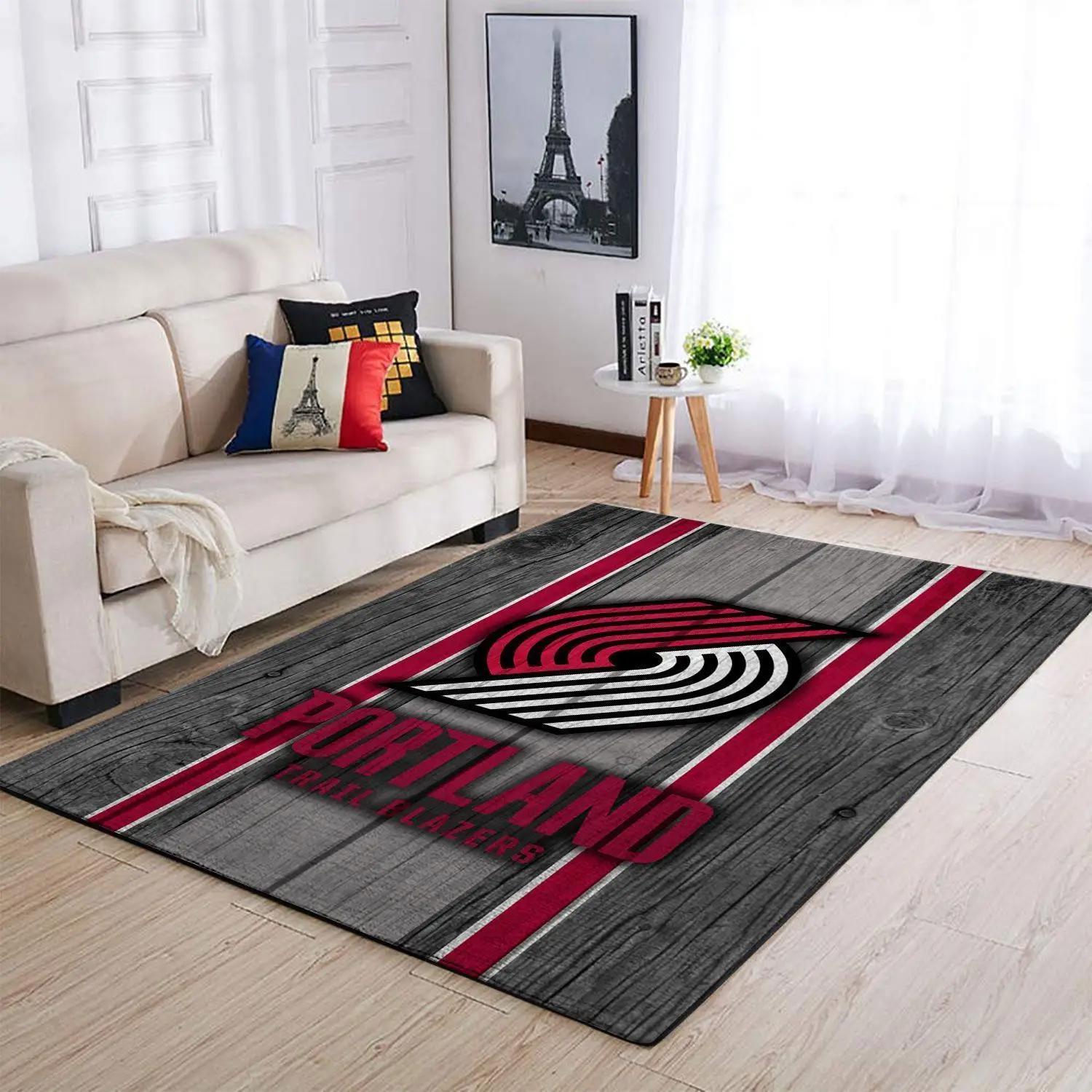 Portland trailblazers nba team logo area rugs wooden style living room carpet sports rug regtangle carpet floor decor home decor Rectangle Rug
