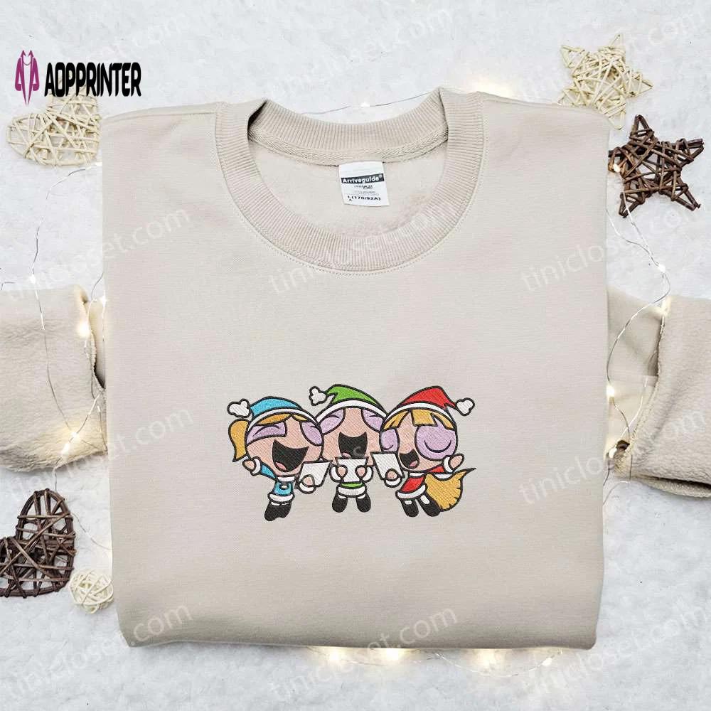 Powerpuff girls christmas hat embroidered sweatshirt – best gift ideas Embroidered Shirt