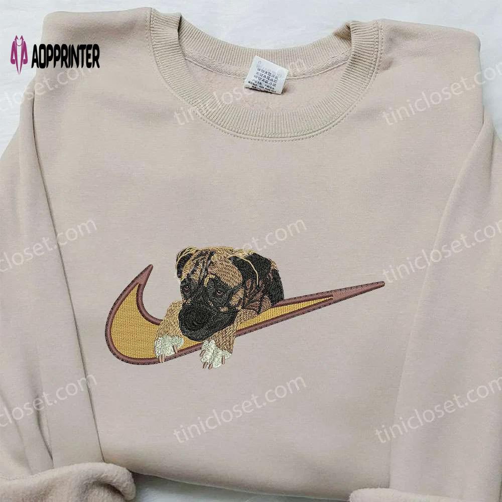 Pug dog x nike embroidered shirt: custom animal tee for nike fans Embroidered Shirt
