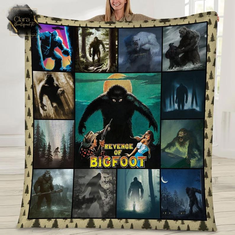 Revenge of bigfoot movie 80s film fleece blanket, mink sherpa blanket, bigfoot blanket, 80s movie quilt, bob spence blanket Quilt Blanket