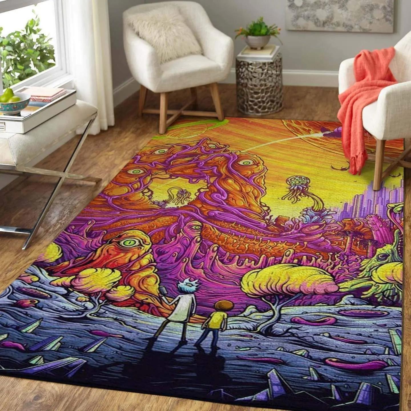 Rick and morty rug ram01 rug regtangle carpet floor decor home decor Rectangle Rug