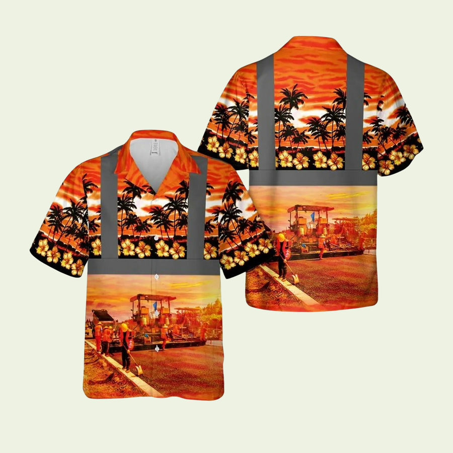 Road construction tropical hawaiian shirt Hawaii Shirt Shorts & Flip Flops