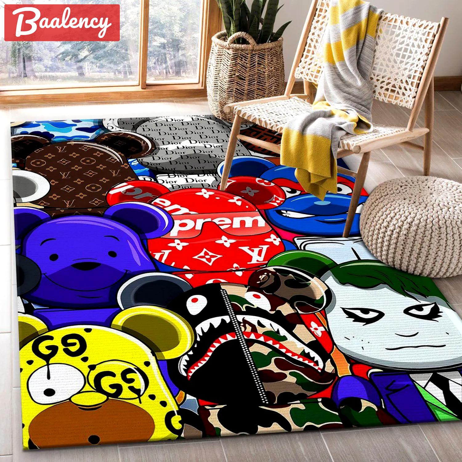 Rugs in living room and bedroom - Bearbrick rectangle rug living room rug floor decor floor mats keep warm in winter Rectangle Rug