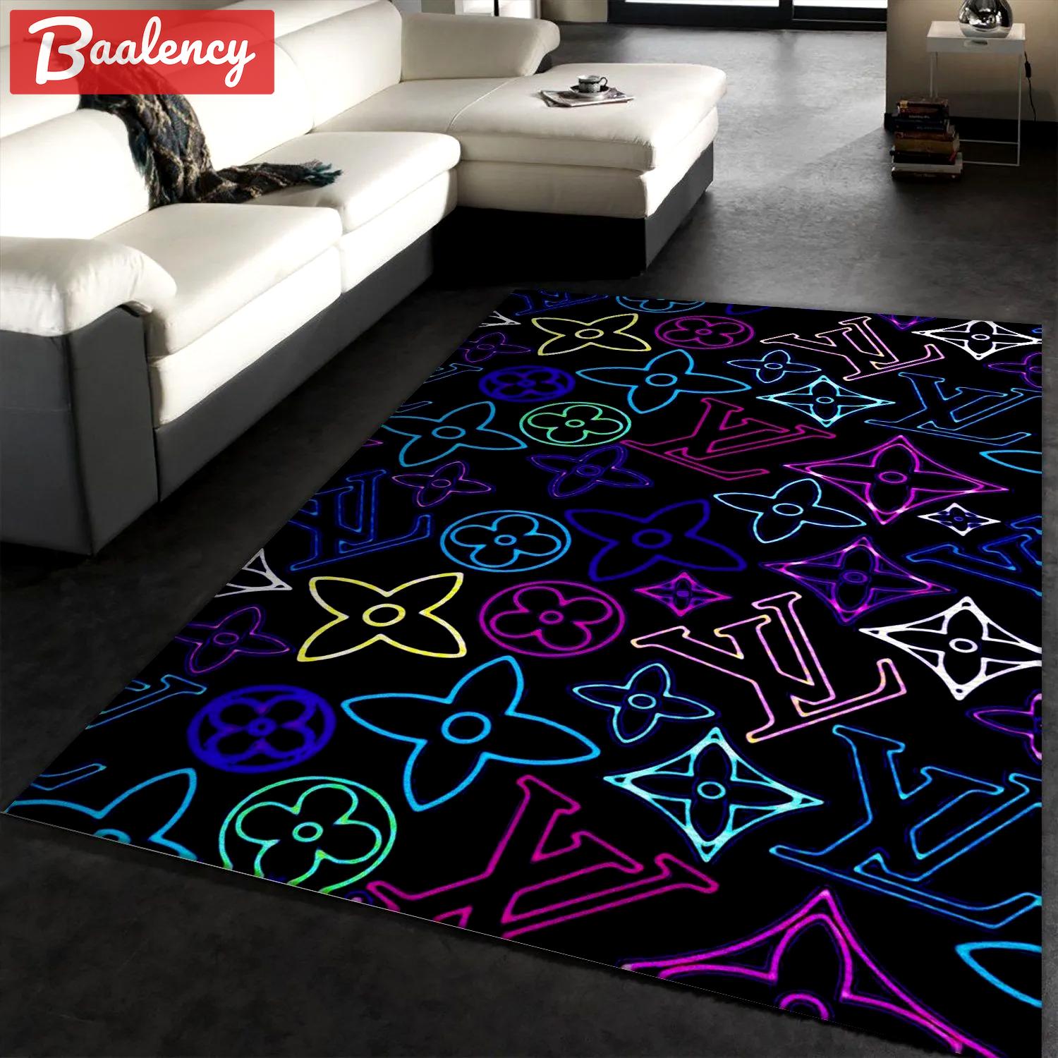 Rugs in living room and bedroom - Louis vuitton neon rug fashion brand rug christmas gift us decor Rectangle Rug