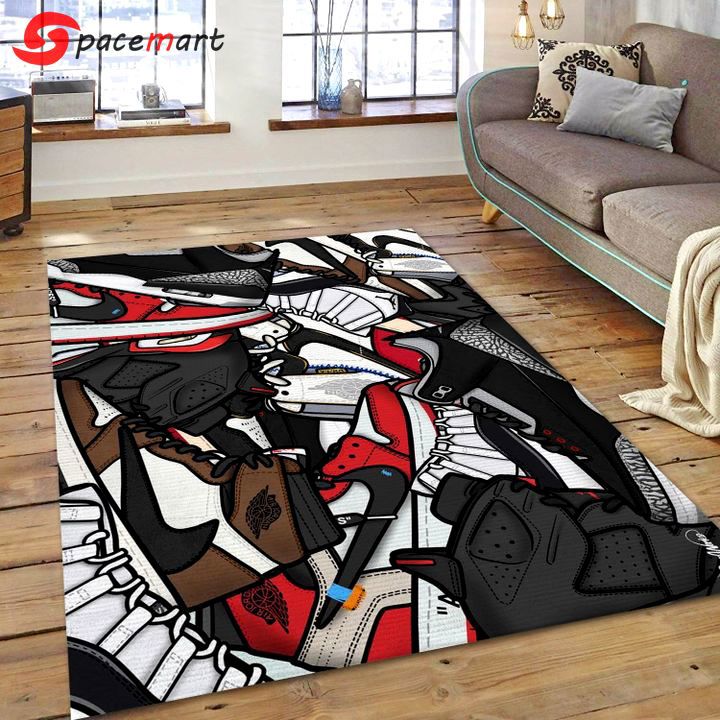 Rugs in living room and bedroom - Nike air jordan michael sneaker rug home decor - rugs Rectangle Rug
