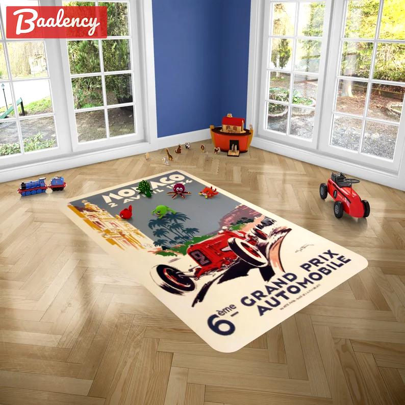 Rugs in living room and bedroom 1934 monaco grand prix rug - vintage racing area rug - race fan gift- formula 1 racing rug- fine art rug- car race rug- retro racing carpet Rectangle Rug