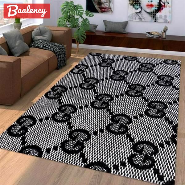 Rugs in living room and bedroom black and grey gucci monogram gucci rug home decor Rectangle Rug