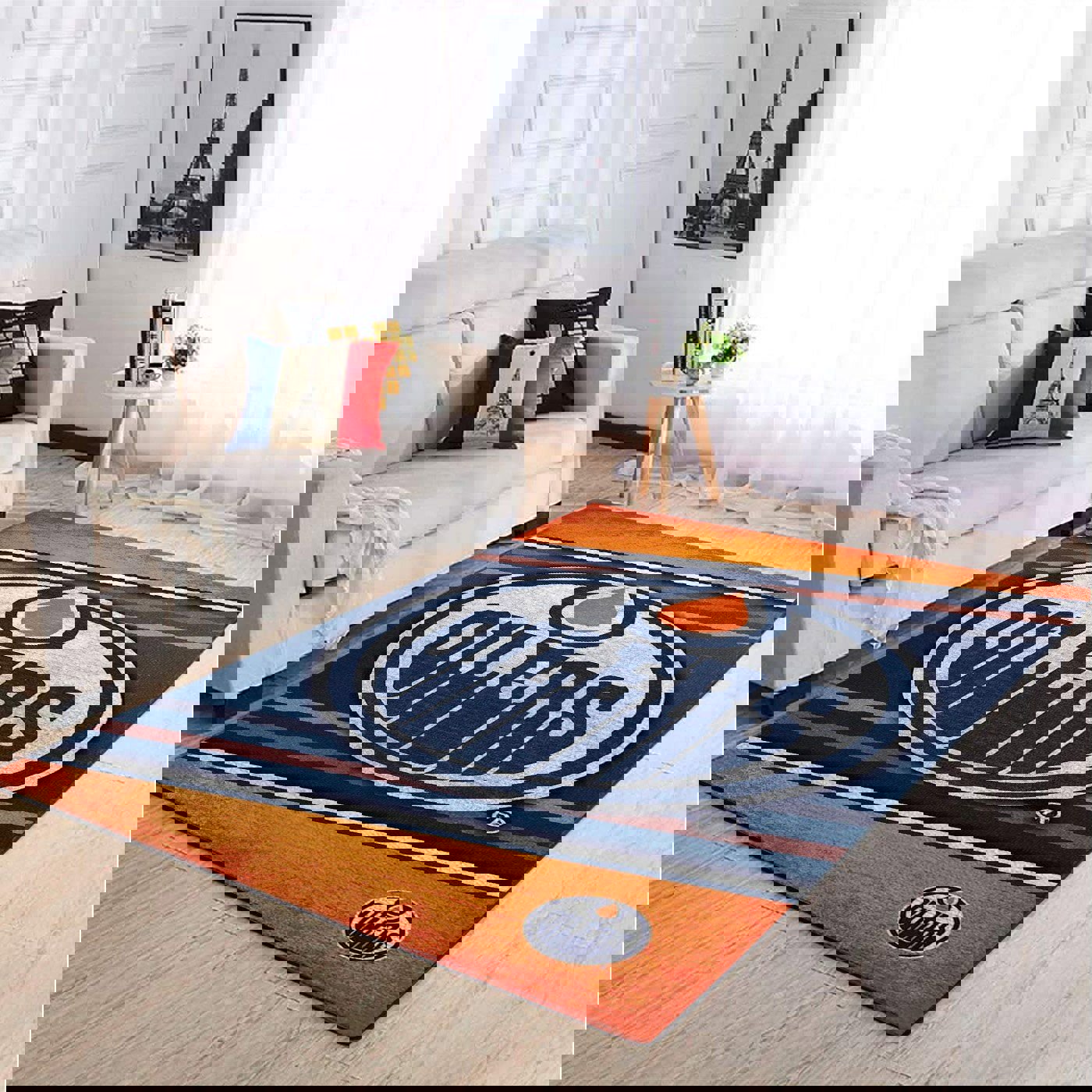 Rugs in living room and bedroom edmonton oilers Rectangle Rug