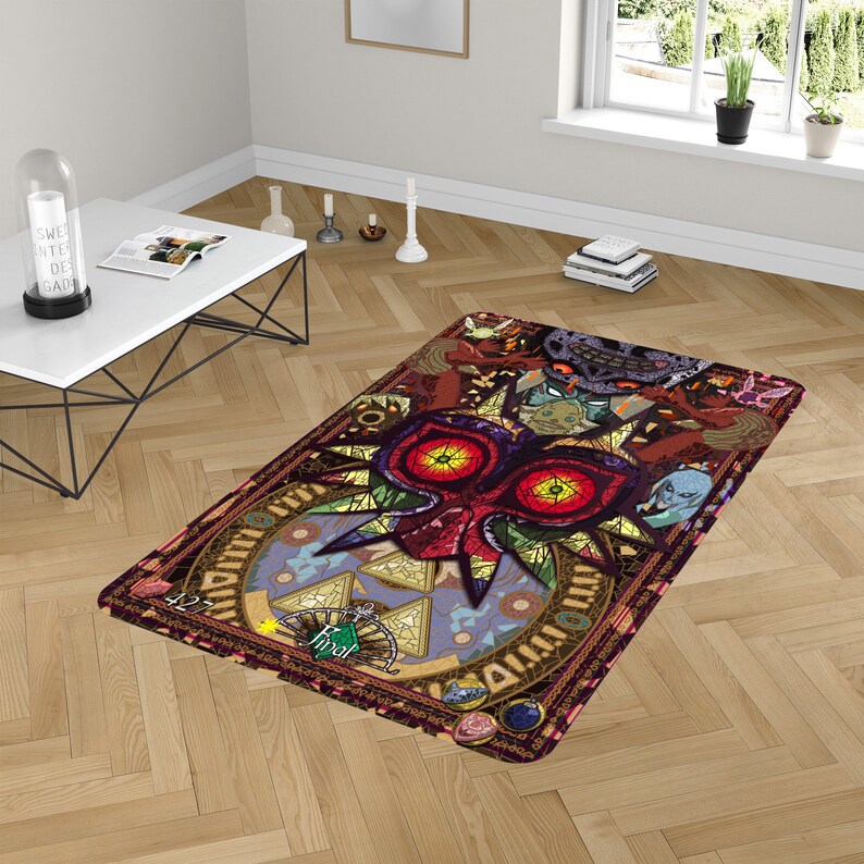 Rugs in living room and bedroom legend of zelda rug - gaming home decor rug - floor area rug- gamer room decor rug- gamer gifts- housewarming gift- modern zelda carpet Rectangle Rug