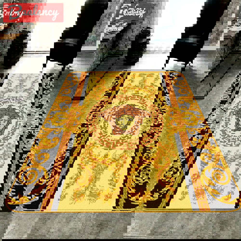 Rugs in living room and bedroom versace hot golden logo fashion limited luxury brand rug carpet home decor Rectangle Rug