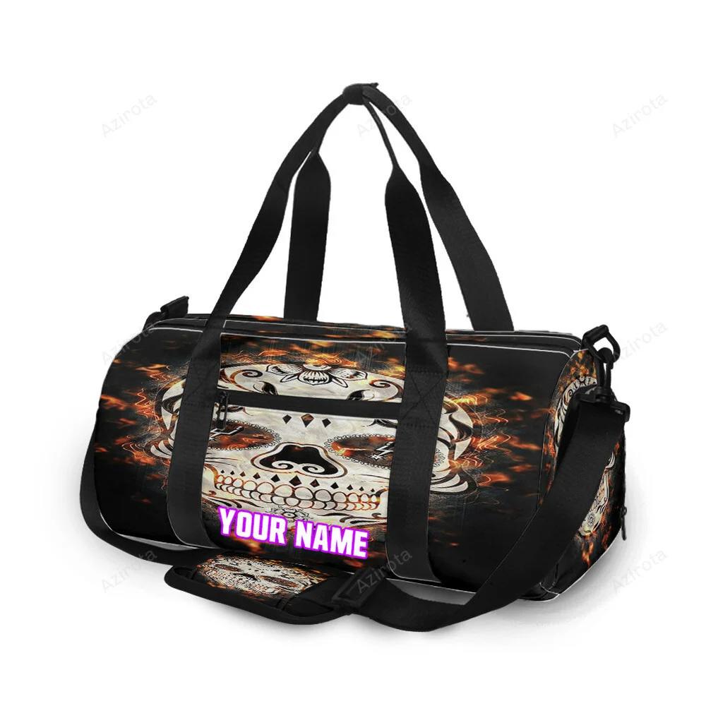 San antonio spurs skull fire personalized name travel bag gym bag 2640 Travel Bag