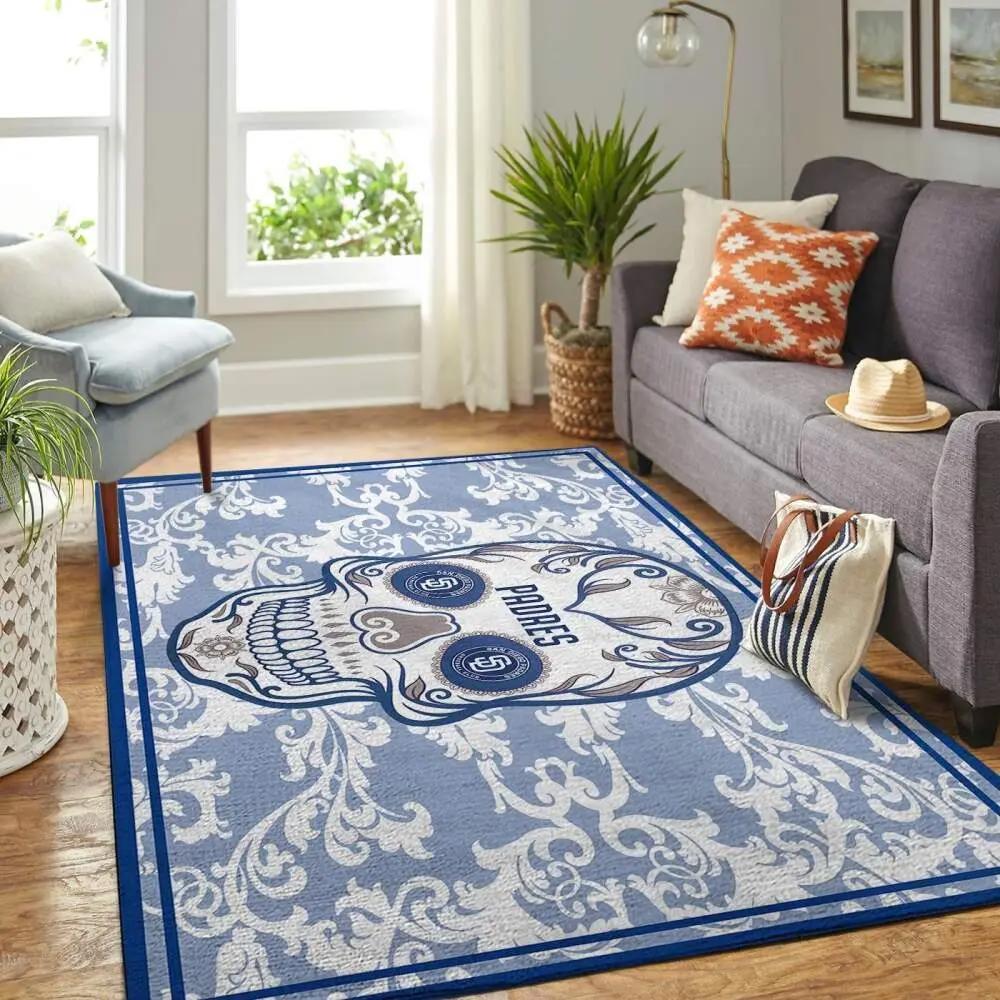 San diego padres skull style area rug mlb team logo carpet living room rugs Rectangle Rug