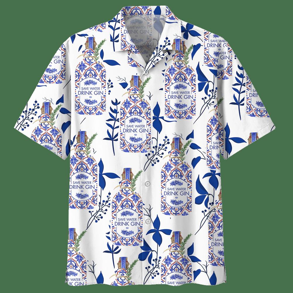 Save water drink gin hawaiian shirt for men women Hawaii Shirt Shorts & Flip Flops