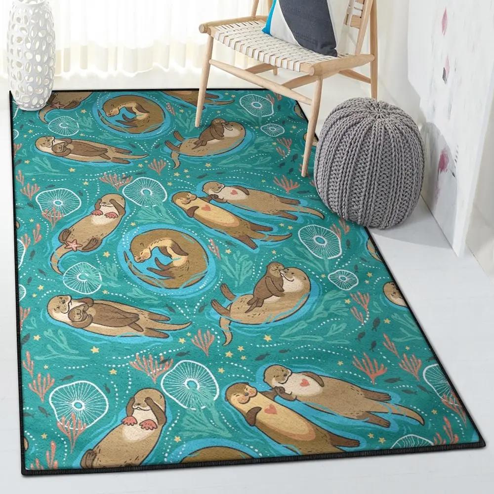 Sea otter area rugs, otter rug Rectangle Rug