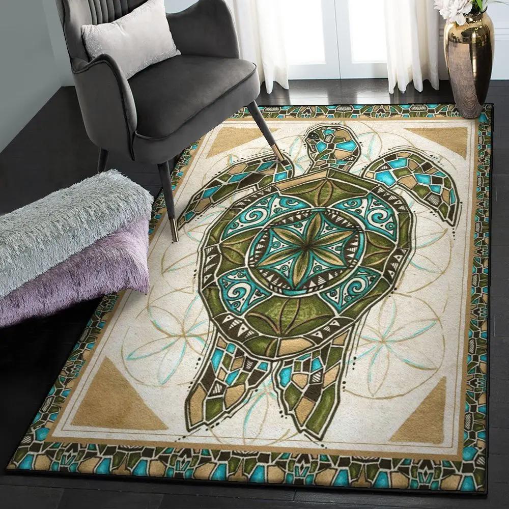Sea turtle swimming indoor outdoor rugs, turtle gs cl rug Rectangle Rug