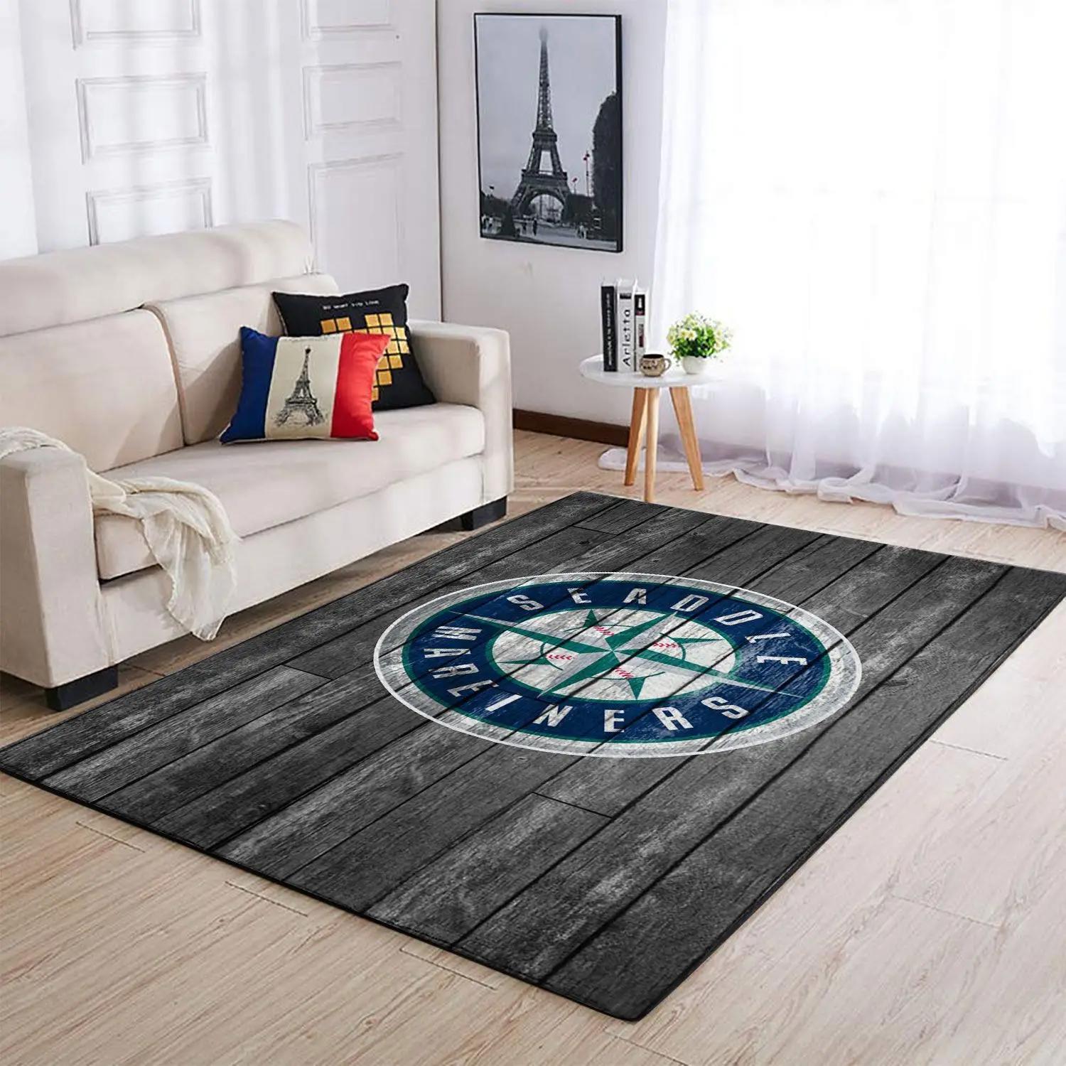 Seattle mariners wooden area rug mlb baseball team logo living room rugs 2 Rectangle Rug