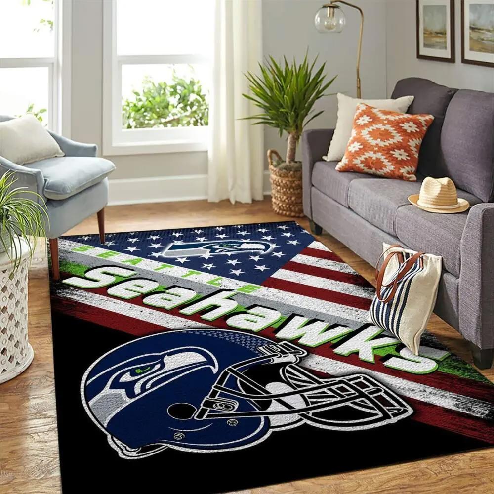 Seattle seahawks nfl area rugs american flag style living room sports rug Rectangle Rug