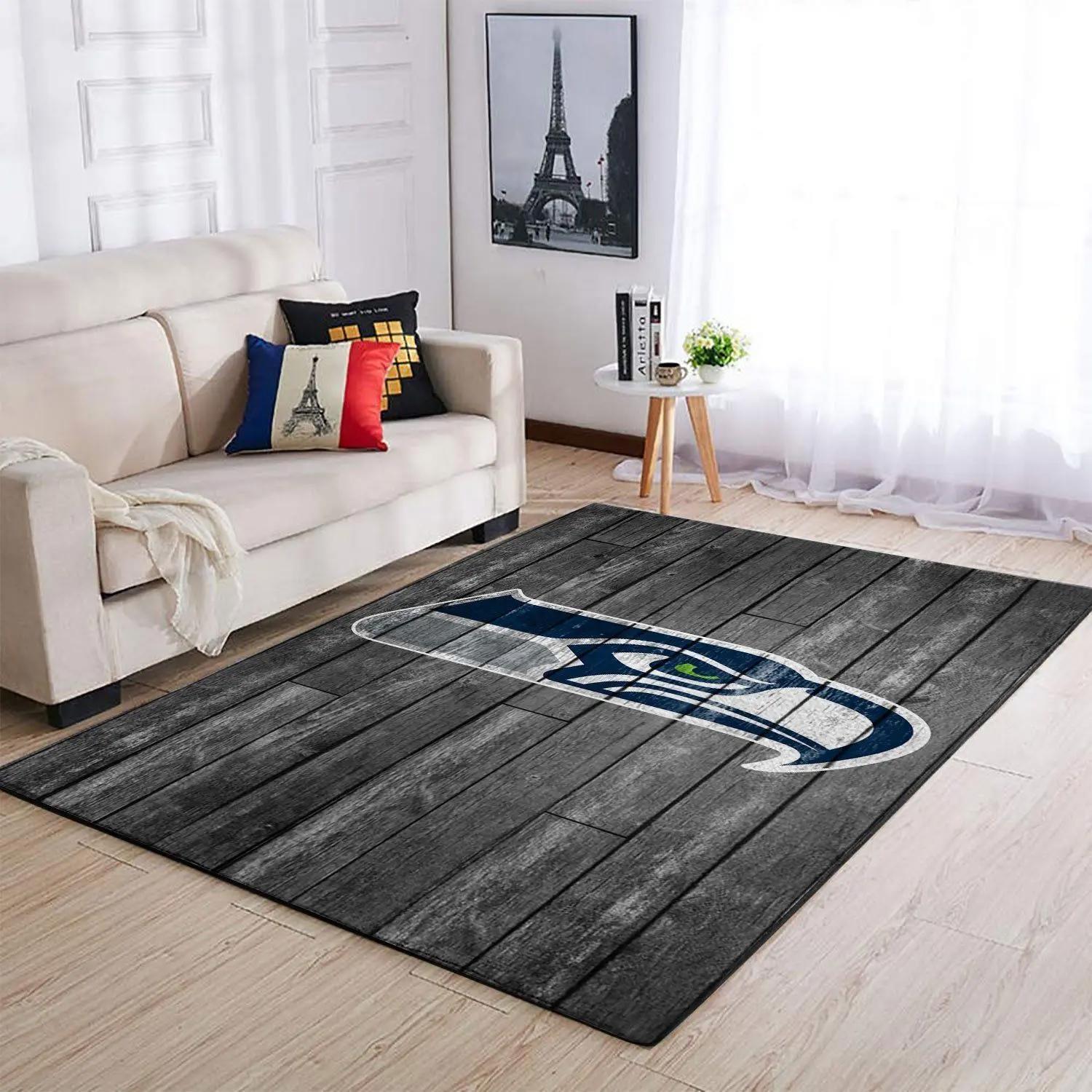Seattle seahawks nfl area rugs wooden style living room regtangle carpet Rectangle Rug