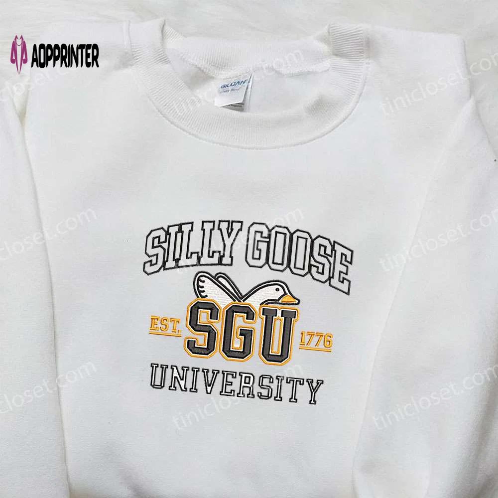 Sgu university silly goose embroidered shirt – animal & cute design Embroidered Shirt
