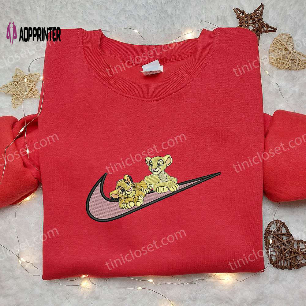 Simba and nala x nike embroidered sweatshirt – the lion king disney shirt Embroidered Shirt