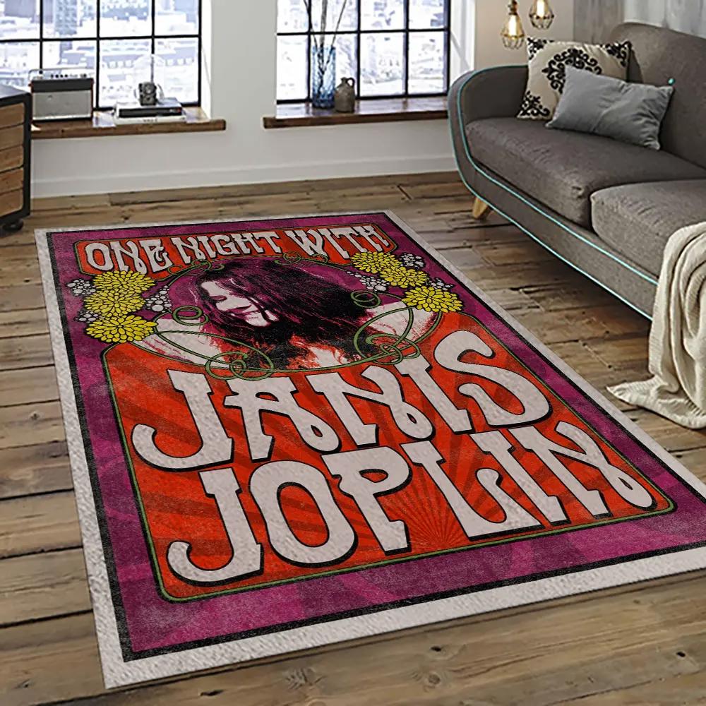 Singer janis joplin music carpet rectangle area rug for living room bedroom decor jj27 Rectangle Rug
