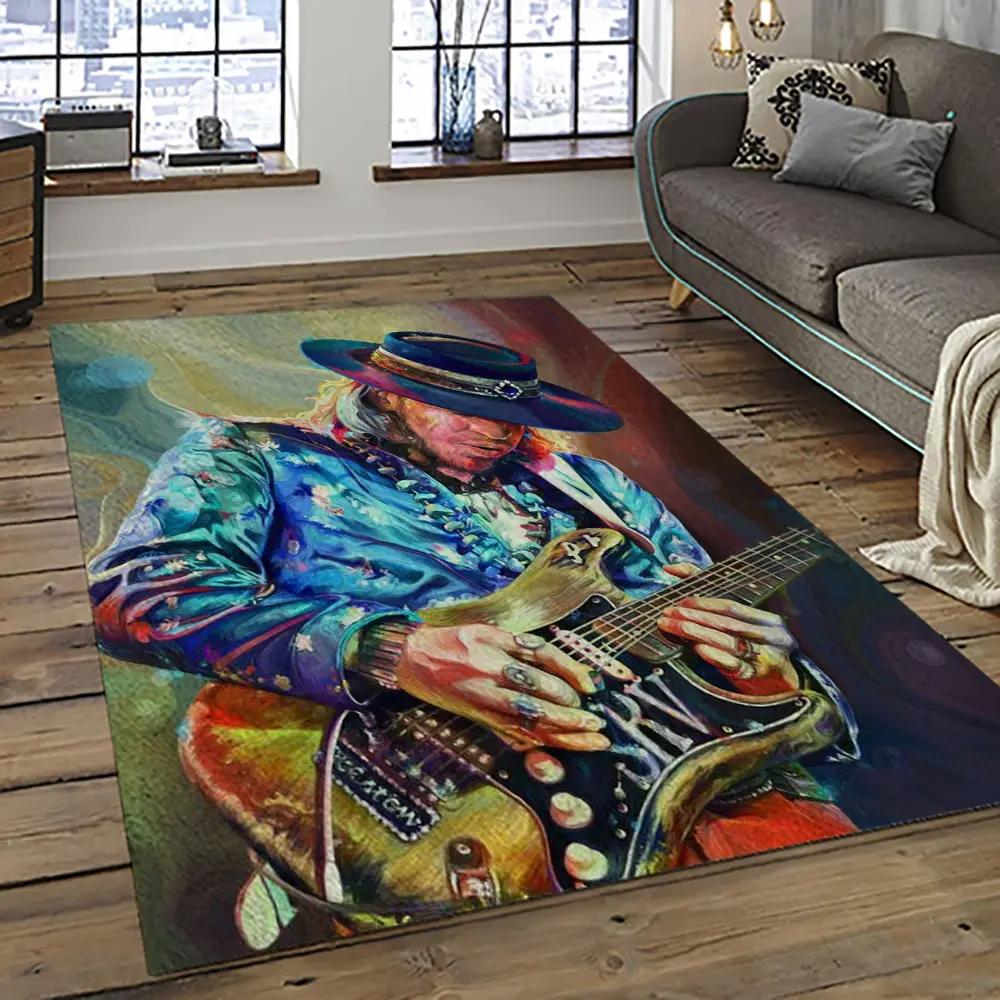 Singer stevie ray vaughan music carpet rectangle area rug for living room bedroom decor srv04 Rectangle Rug